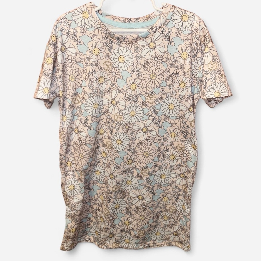 Wonder Nation Floral Kids Dress - Cream and Blue